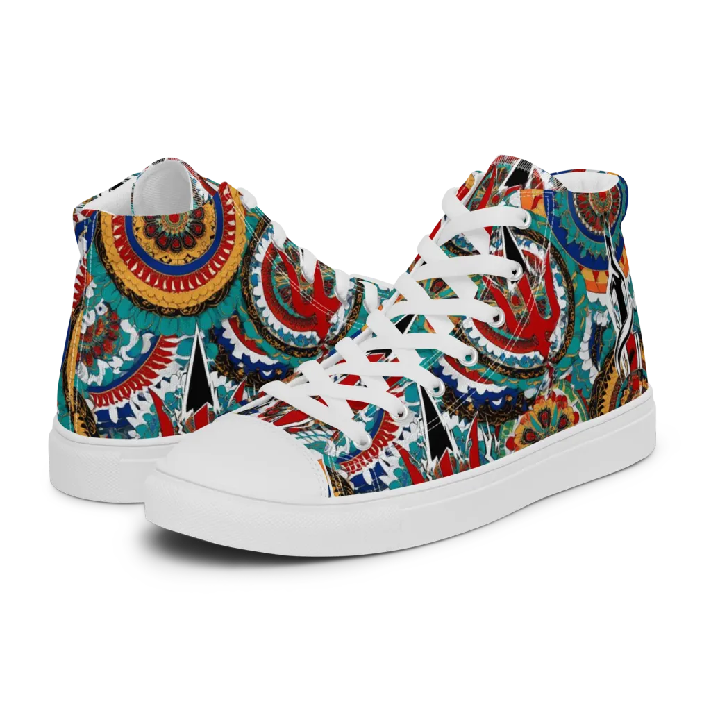Trident Mandala on Women's High Top Canvas Shoes — Left