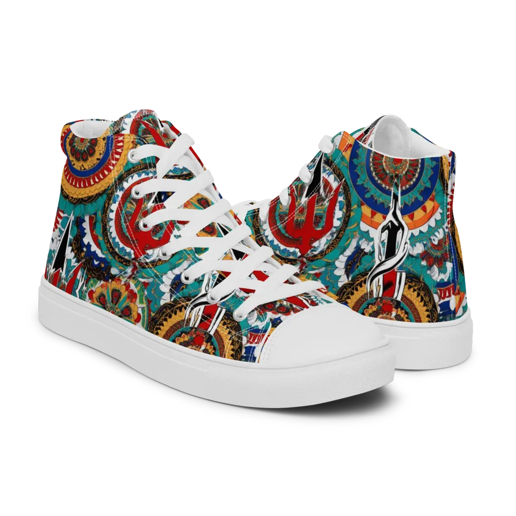 Trident Mandala on Women's High Top Canvas Shoes — Right