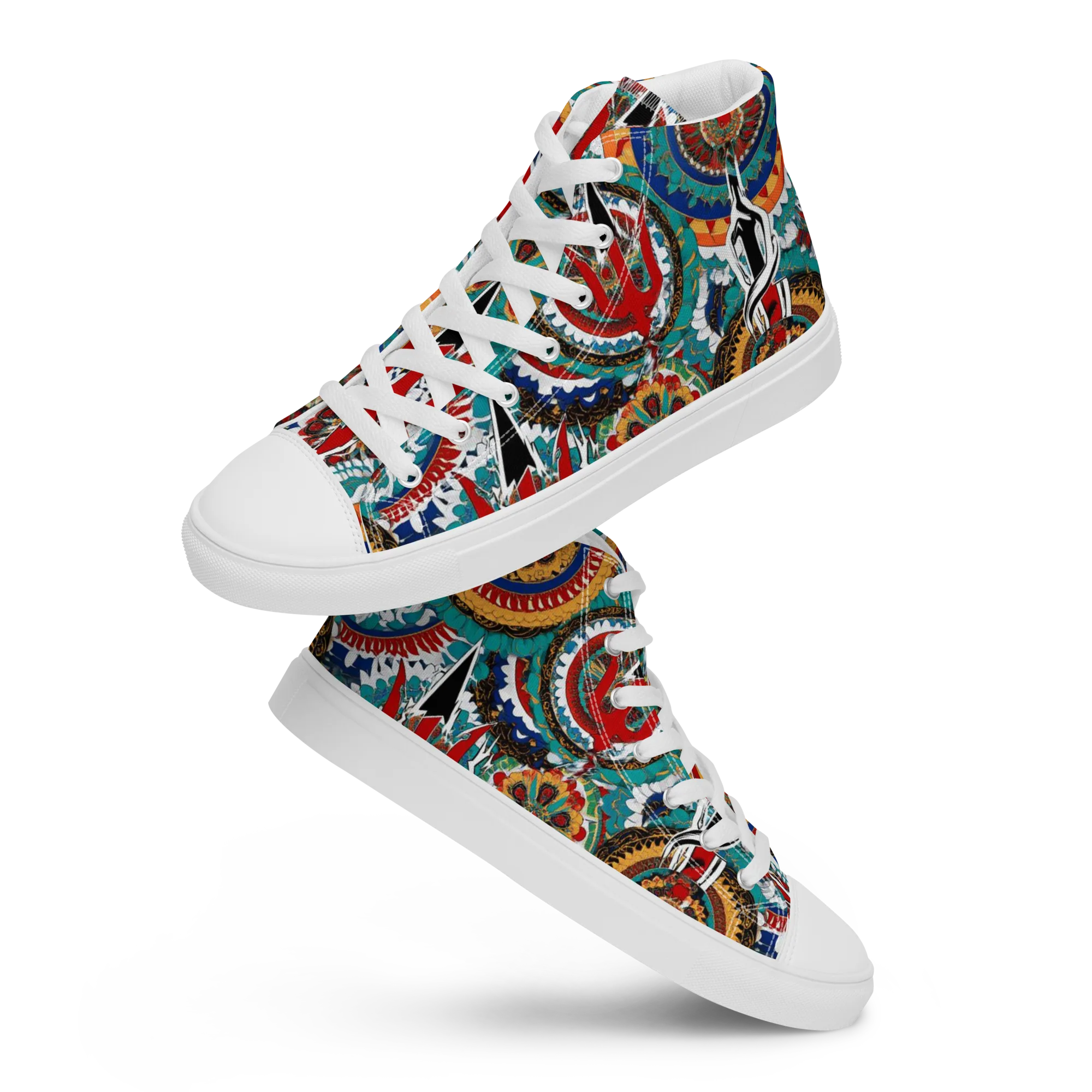 Trident Mandala on Women's High Top Canvas Shoes — Front