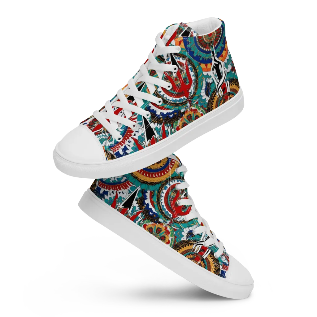 Trident Mandala on Women's High Top Canvas Shoes — Front