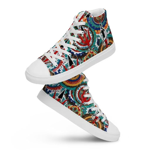 Trident Mandala on a Women's High Top Canvas Shoes