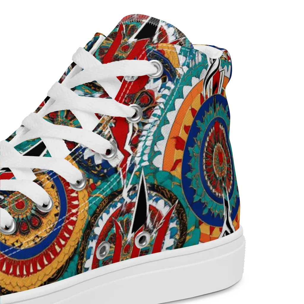 Trident Mandala on Women's High Top Canvas Shoes — Product details 2