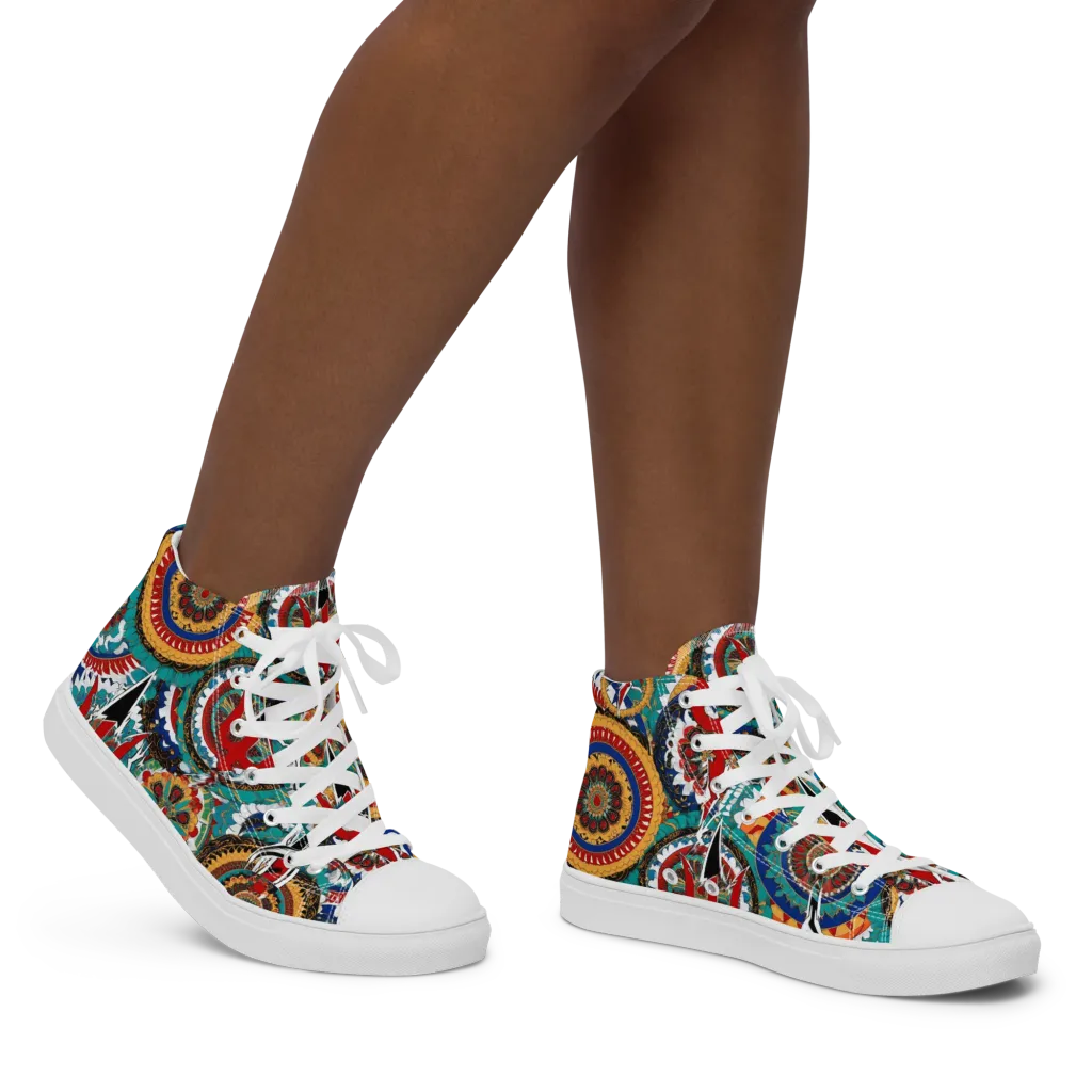 Trident Mandala on Women's High Top Canvas Shoes — Right