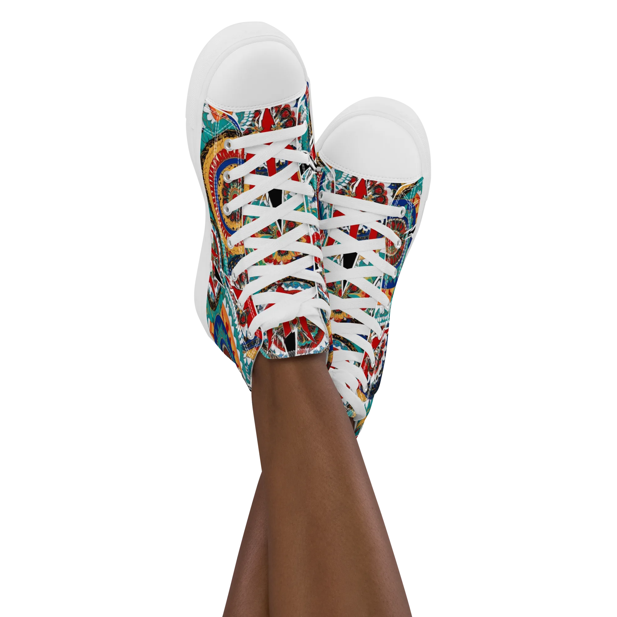 Trident Mandala on Women's High Top Canvas Shoes — Front