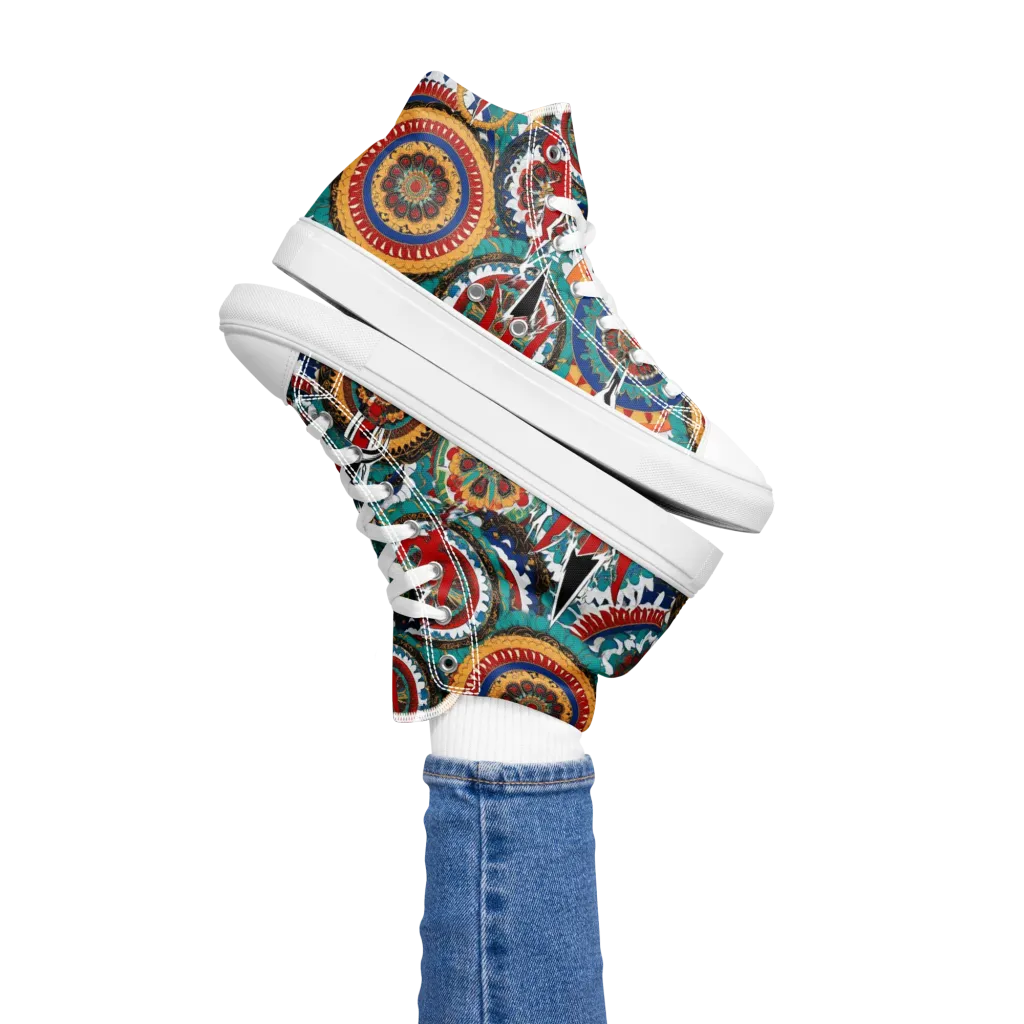 Trident Mandala on Women's High Top Canvas Shoes — Left