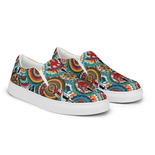 Trident Mandala on a Men's Slip-On Canvas Shoes