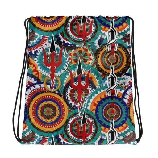 Trident Mandala on a Drawstring Bag
