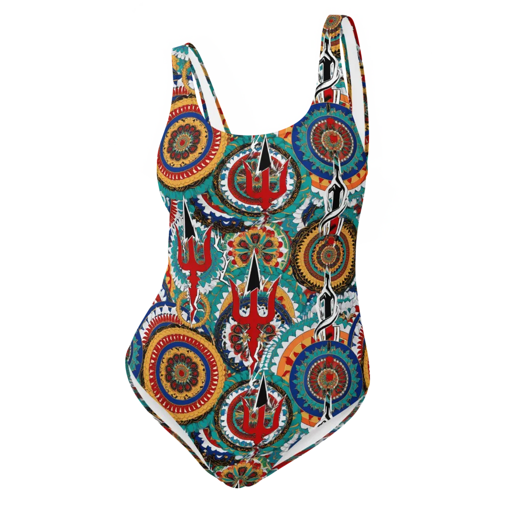 Trident Mandala on One-Piece Swimsuit — Front