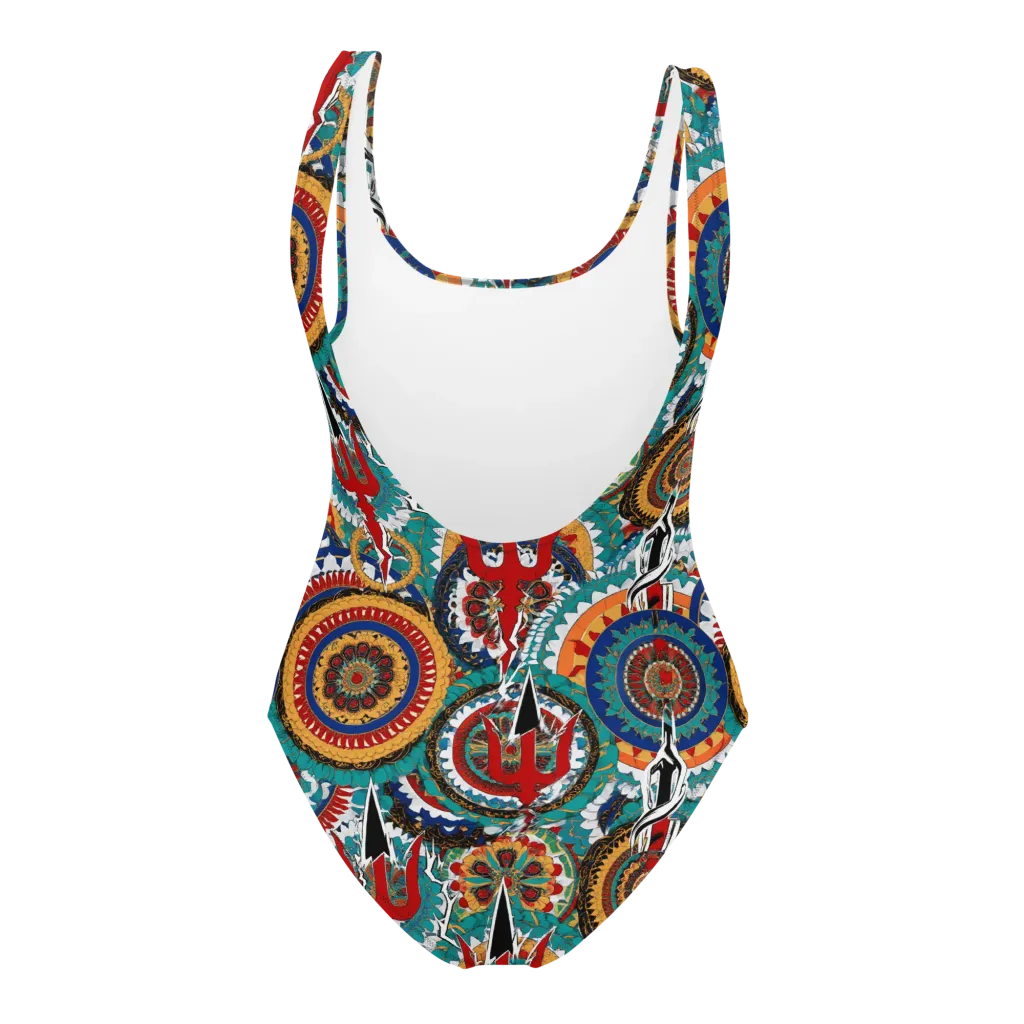 Trident Mandala on One-Piece Swimsuit — Back
