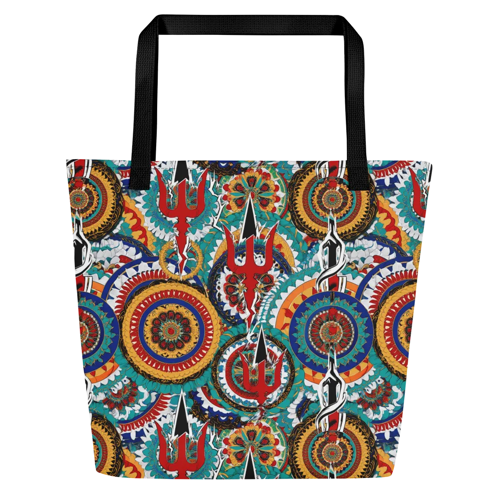 Trident Mandala on Large Tote Bag W/ Pocket — Front