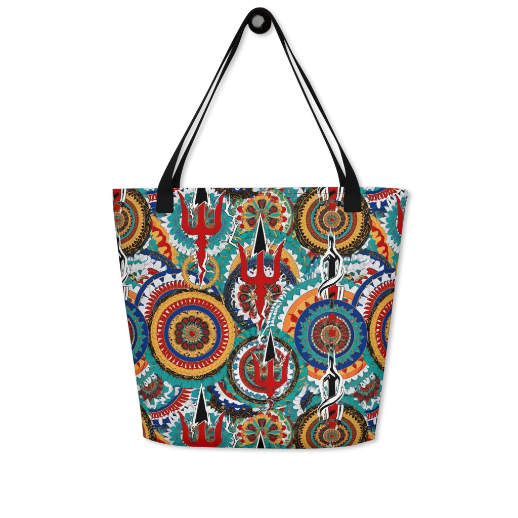 Trident Mandala on Large Tote Bag W/ Pocket — Front