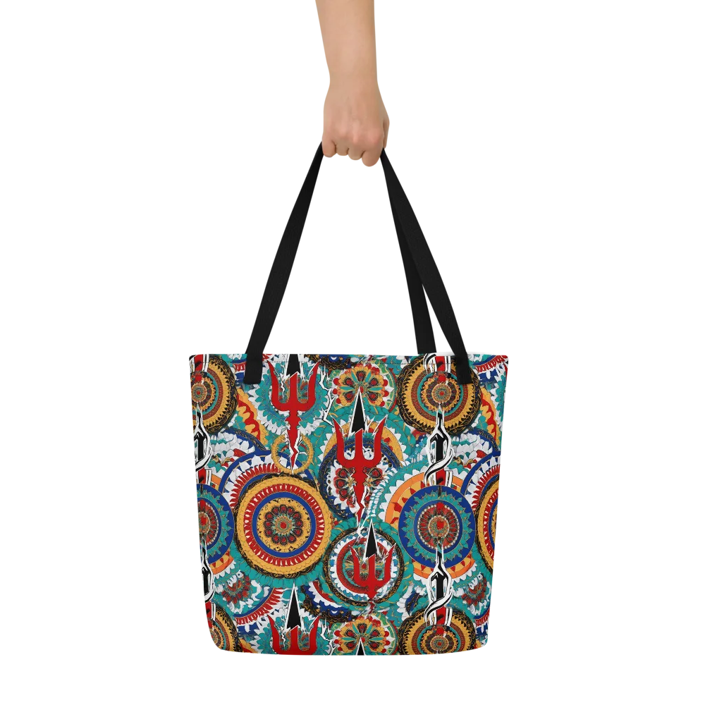Trident Mandala on Large Tote Bag W/ Pocket — Front
