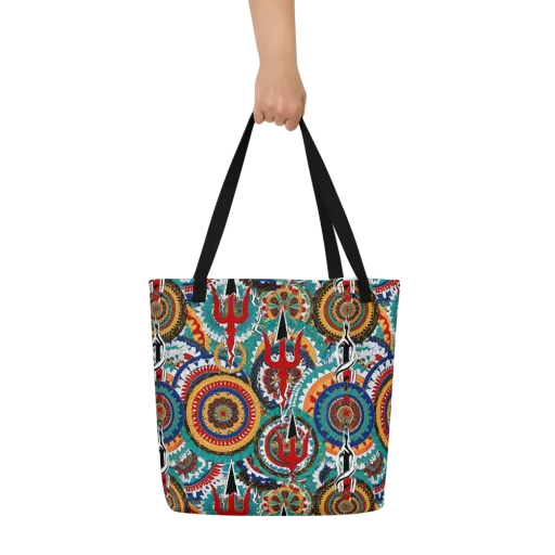 Trident Mandala on a Large Tote Bag W/ Pocket