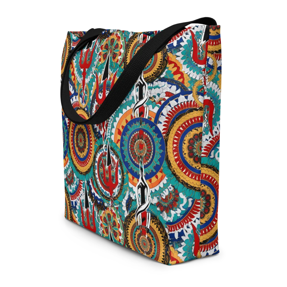 Trident Mandala on Large Tote Bag W/ Pocket — Front