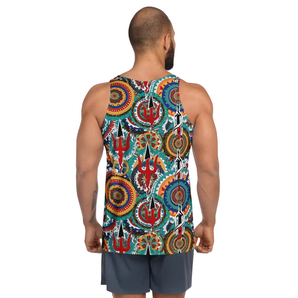 Trident Mandala on Men's Tank Top — Back