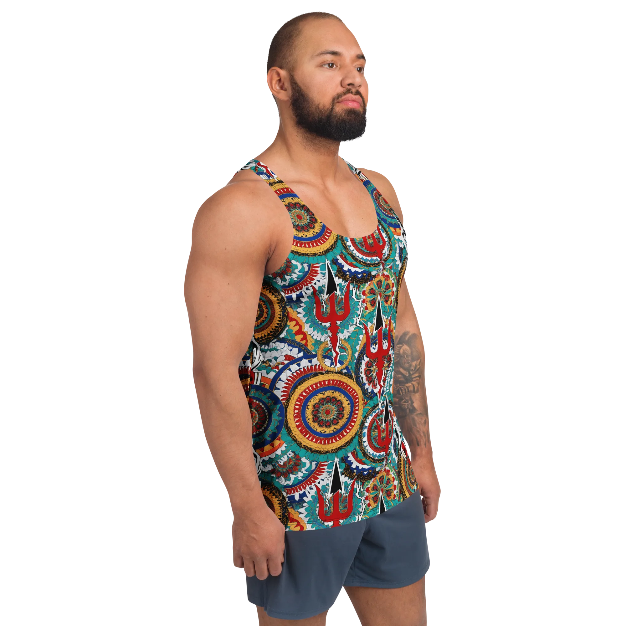 Trident Mandala on Men's Tank Top — Right Front