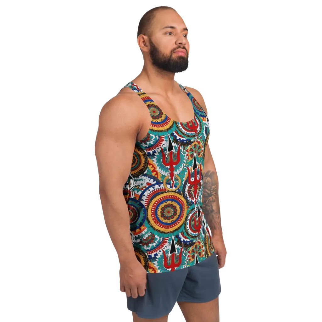 Trident Mandala on Men's Tank Top — Right Front