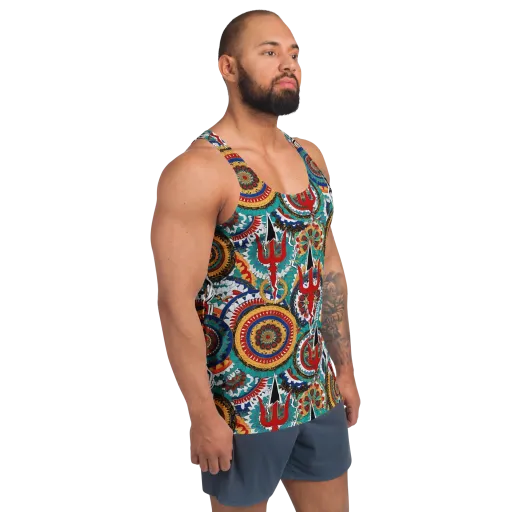Trident Mandala on a Men's Tank Top