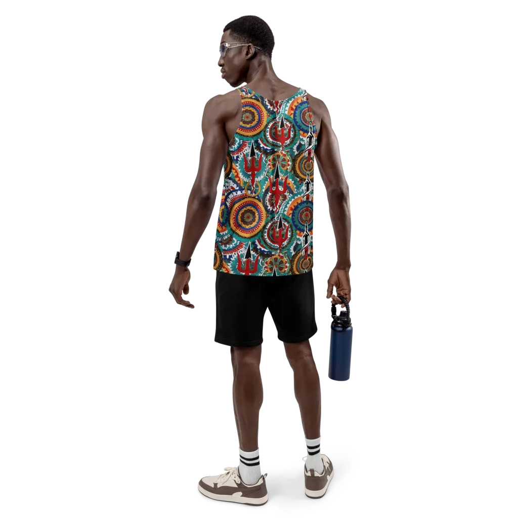 Trident Mandala on Men's Tank Top — Back