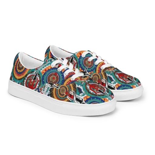 Trident Mandala on a Men's Lace-Up Canvas Shoes