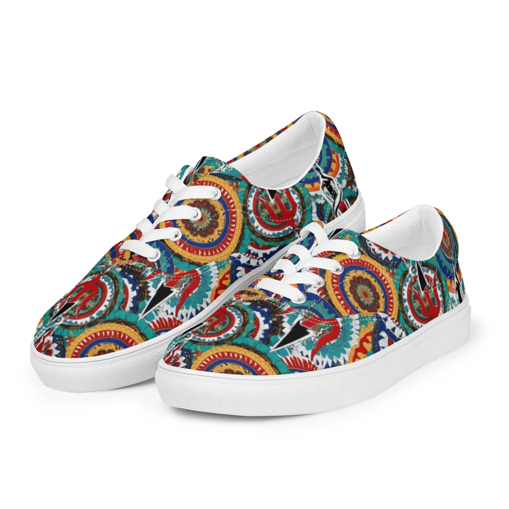 Trident Mandala on Men's Lace-Up Canvas Shoes — Left Front