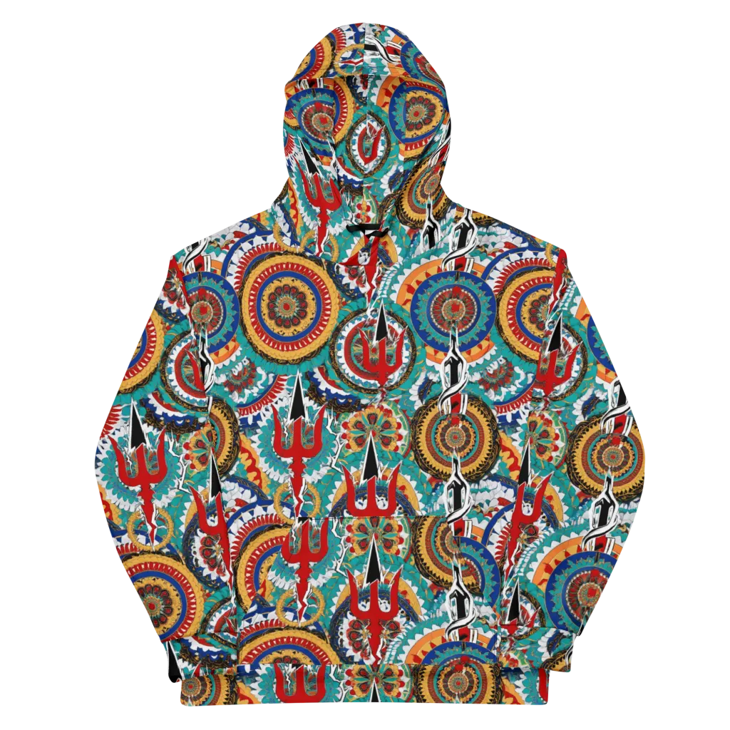 Trident Mandala on Cotton Hoodie — Front