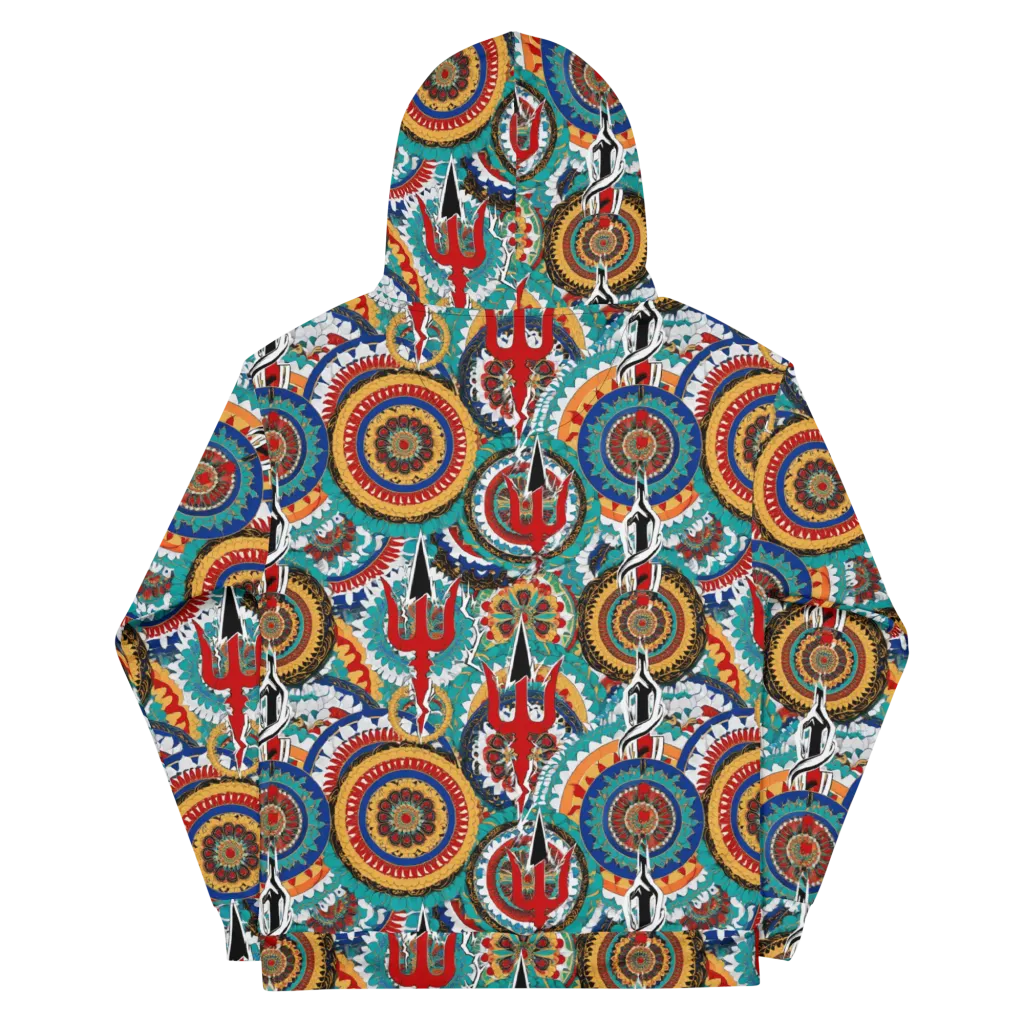 Trident Mandala on Cotton Hoodie — Back