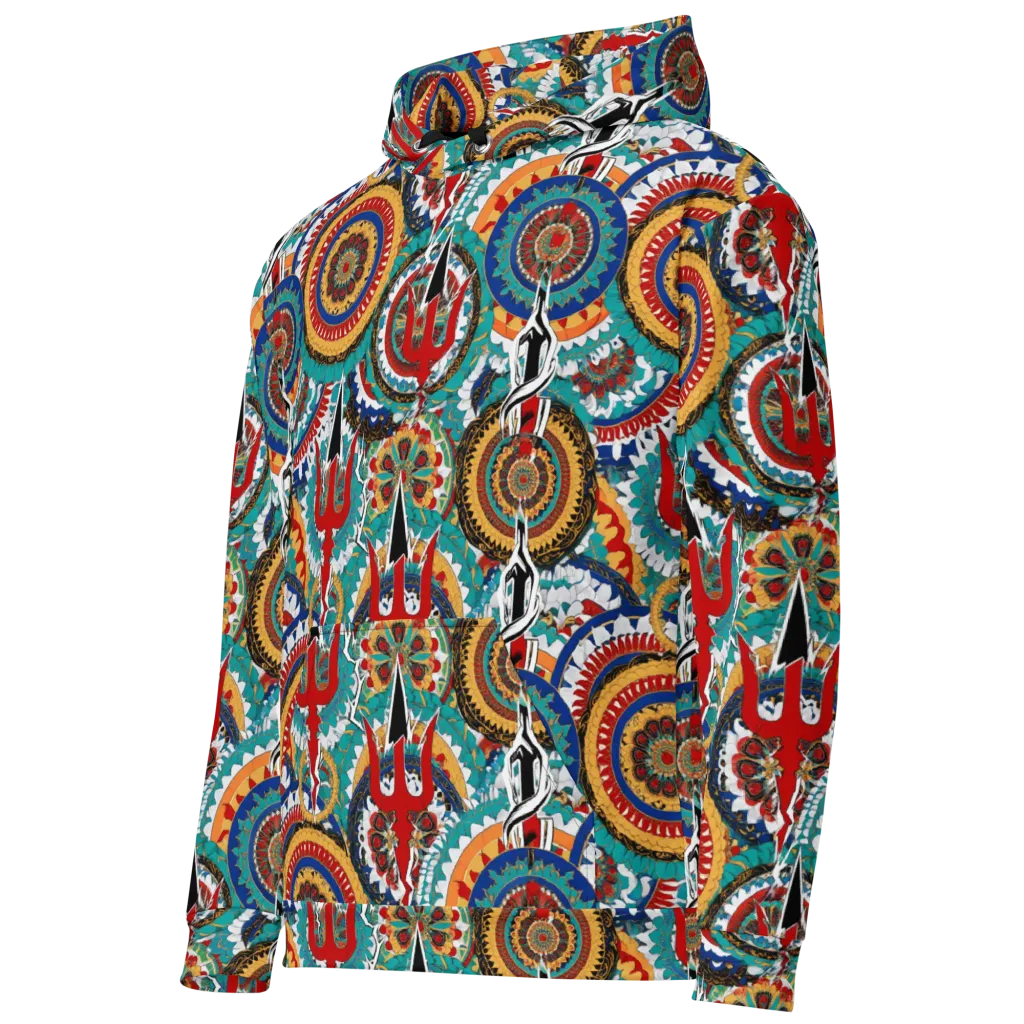 Trident Mandala on Cotton Hoodie — Left Front