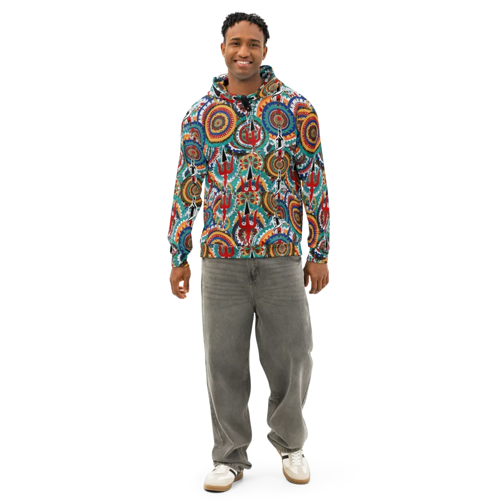 Trident Mandala on Cotton Hoodie — Front