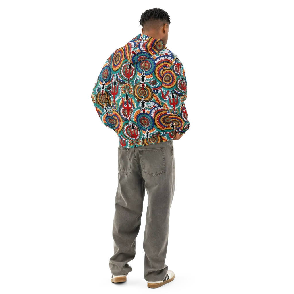 Trident Mandala on Cotton Hoodie — Back