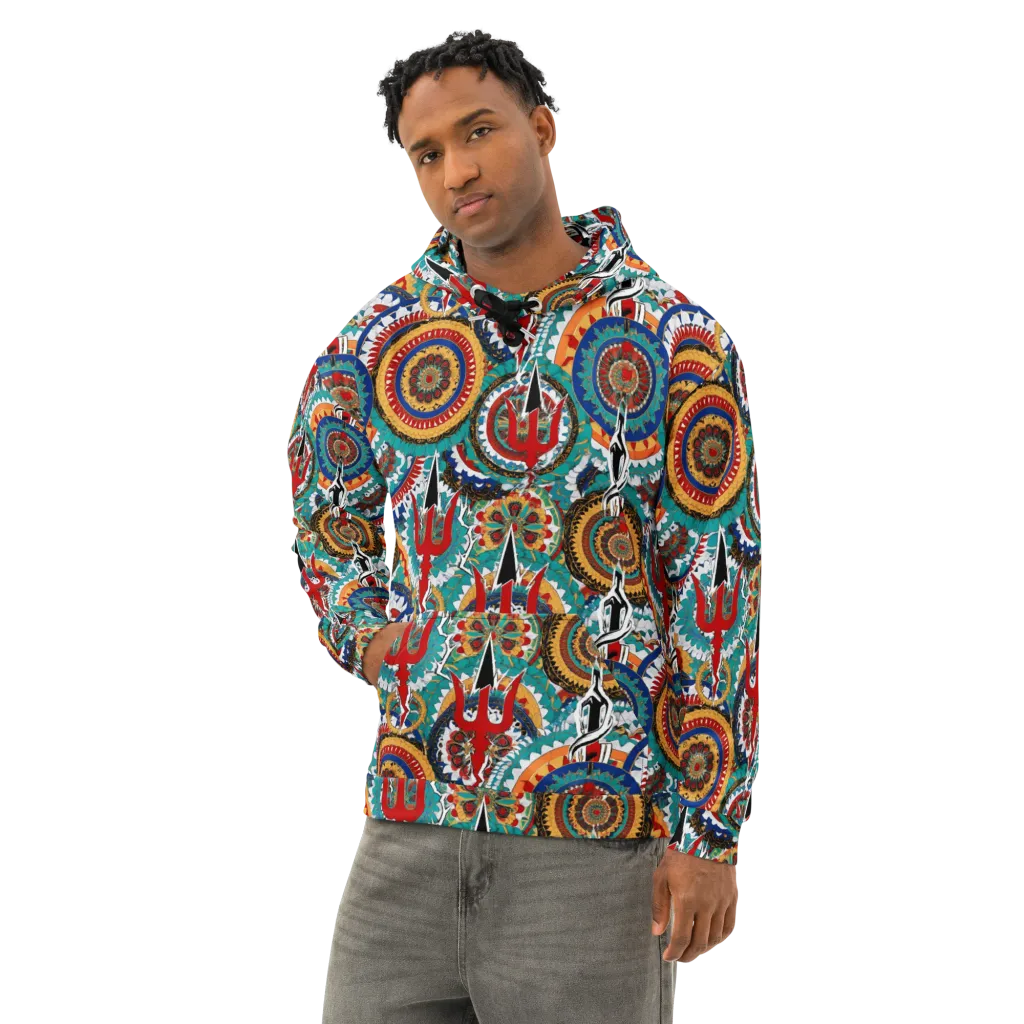 Trident Mandala on Cotton Hoodie — Left Front