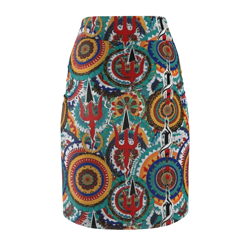 Trident Mandala on Pencil Skirt — Back