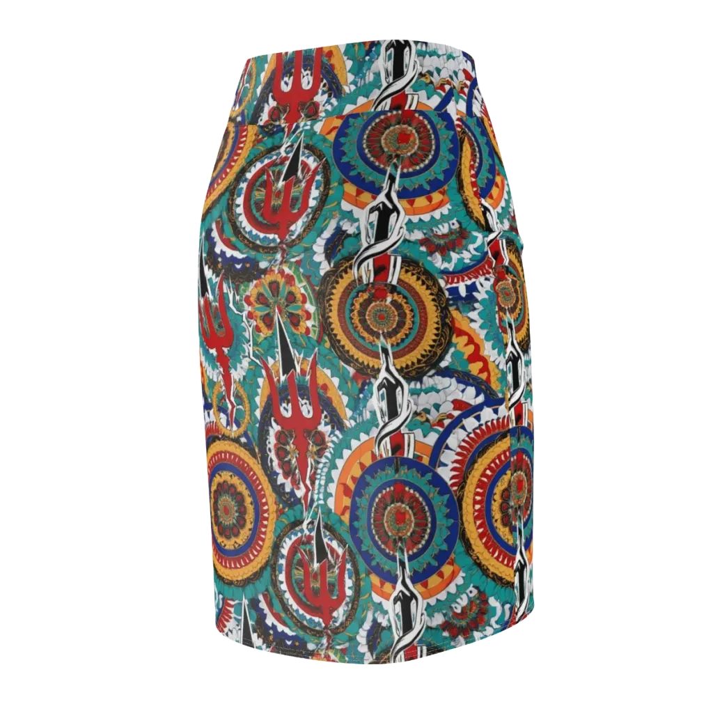 Trident Mandala on Pencil Skirt — Back Side