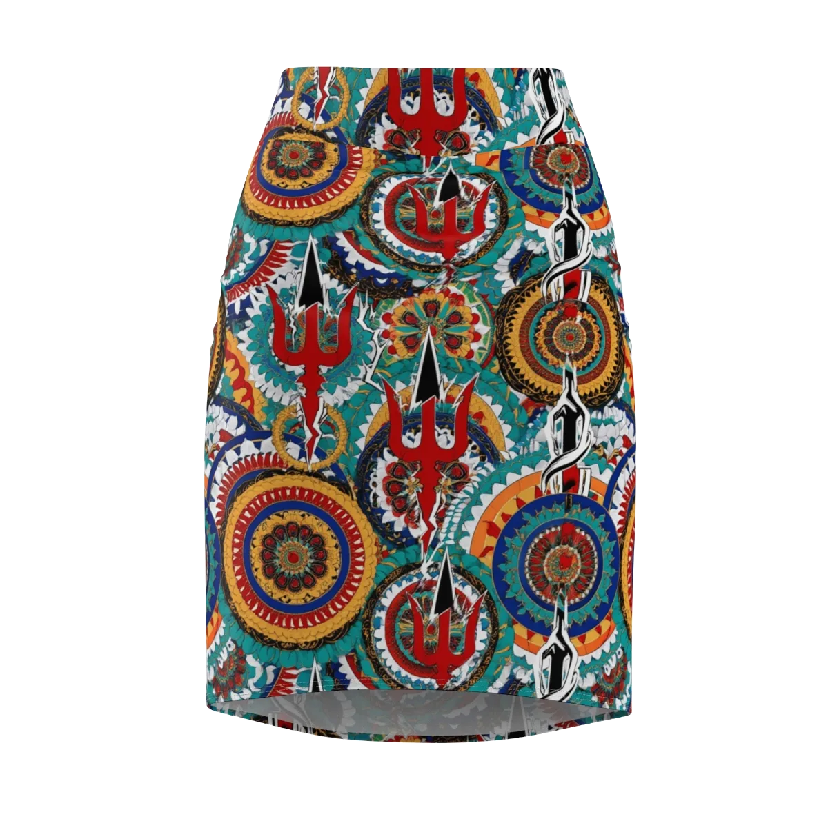 Trident Mandala on Pencil Skirt — Front