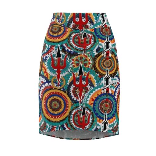 Trident Mandala on a Pencil Skirt