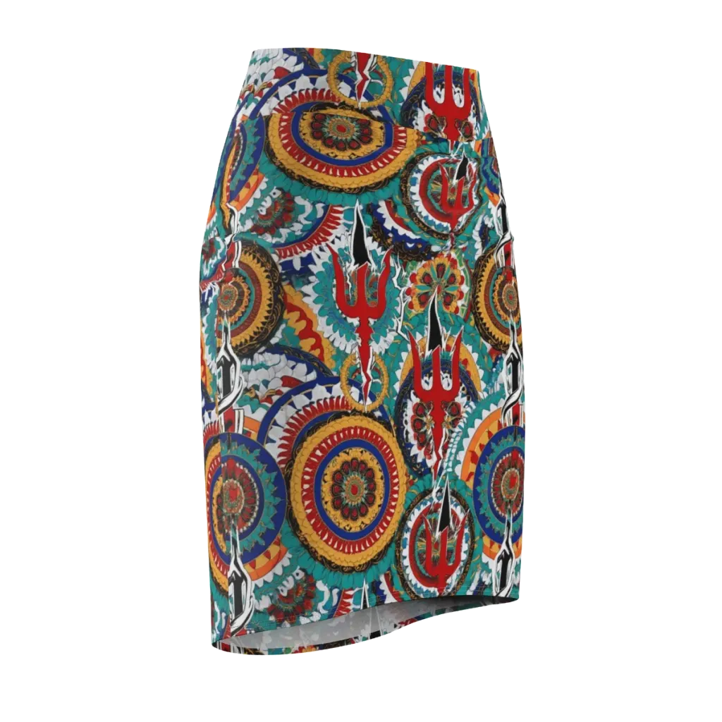 Trident Mandala on Pencil Skirt — Front Side