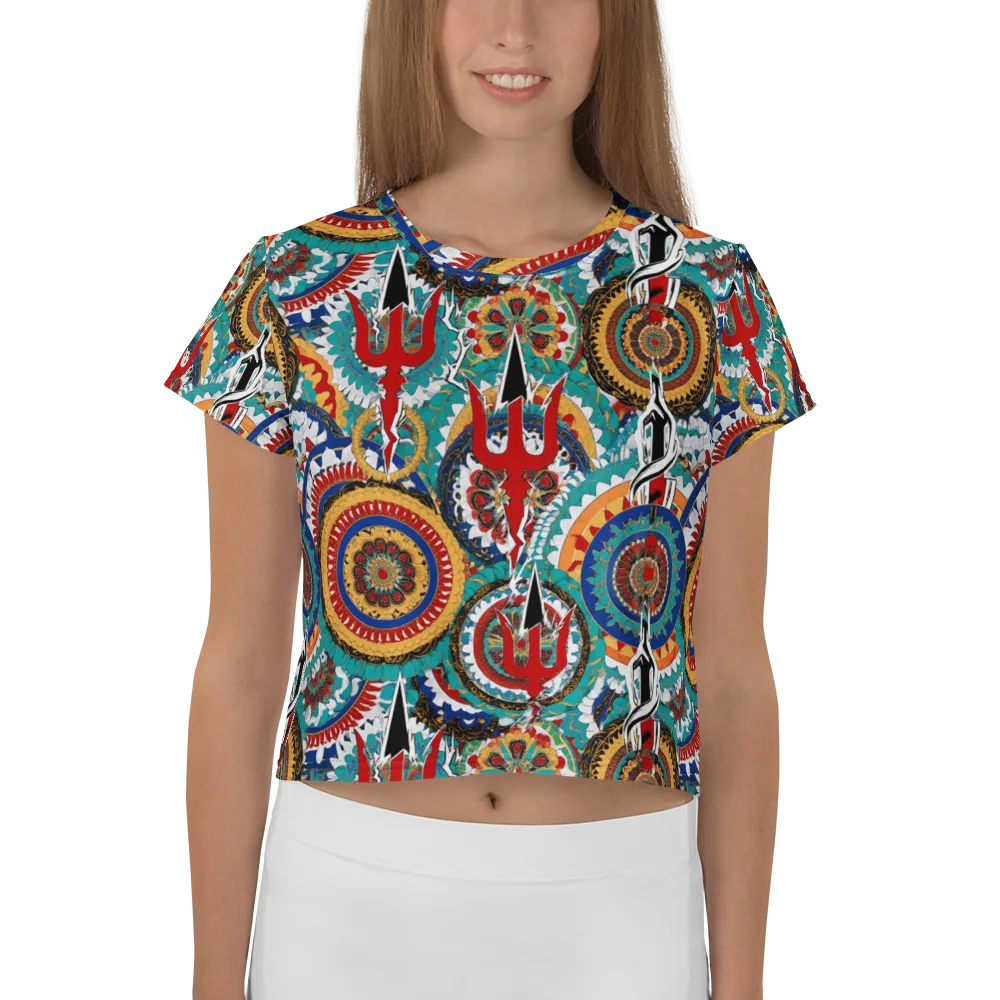 Trident Mandala on Crop Tee — Front