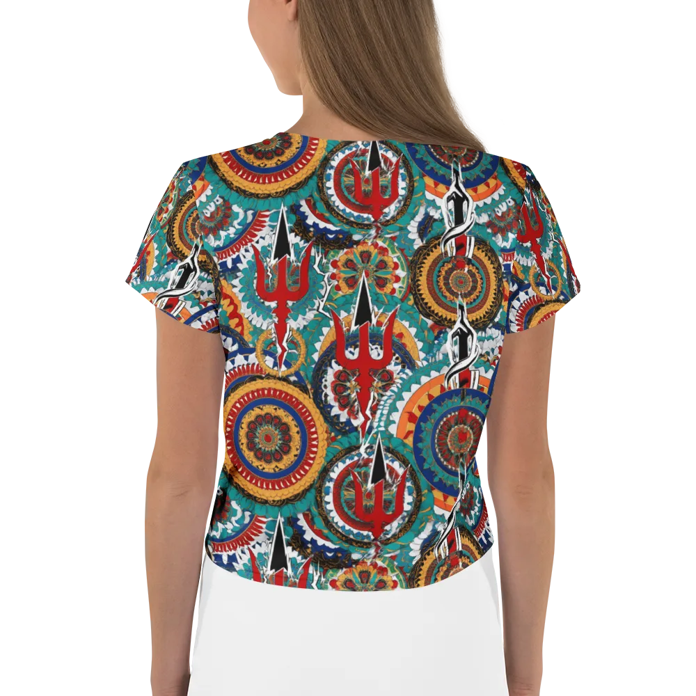 Trident Mandala on Crop Tee — Back