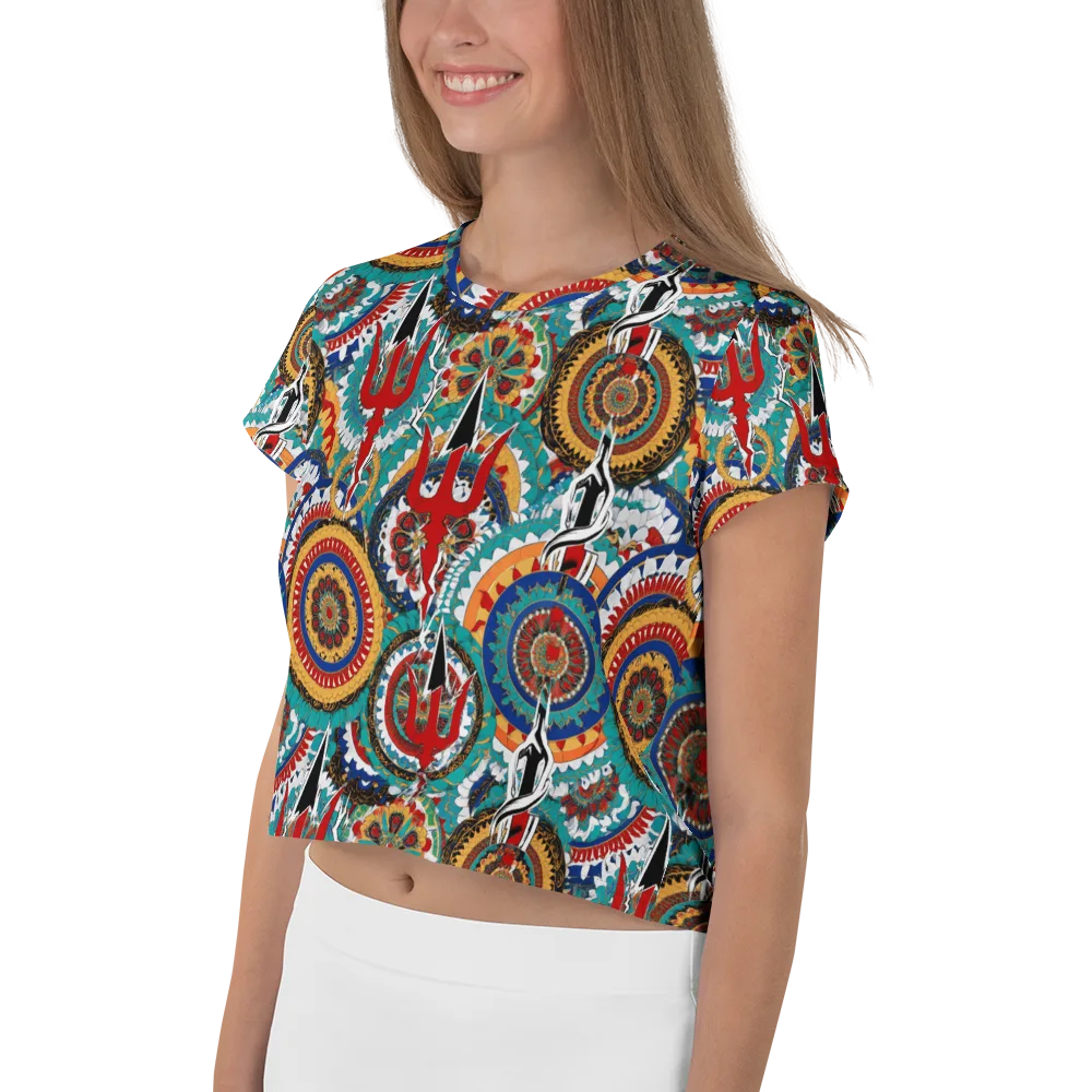 Trident Mandala on Crop Tee — Left