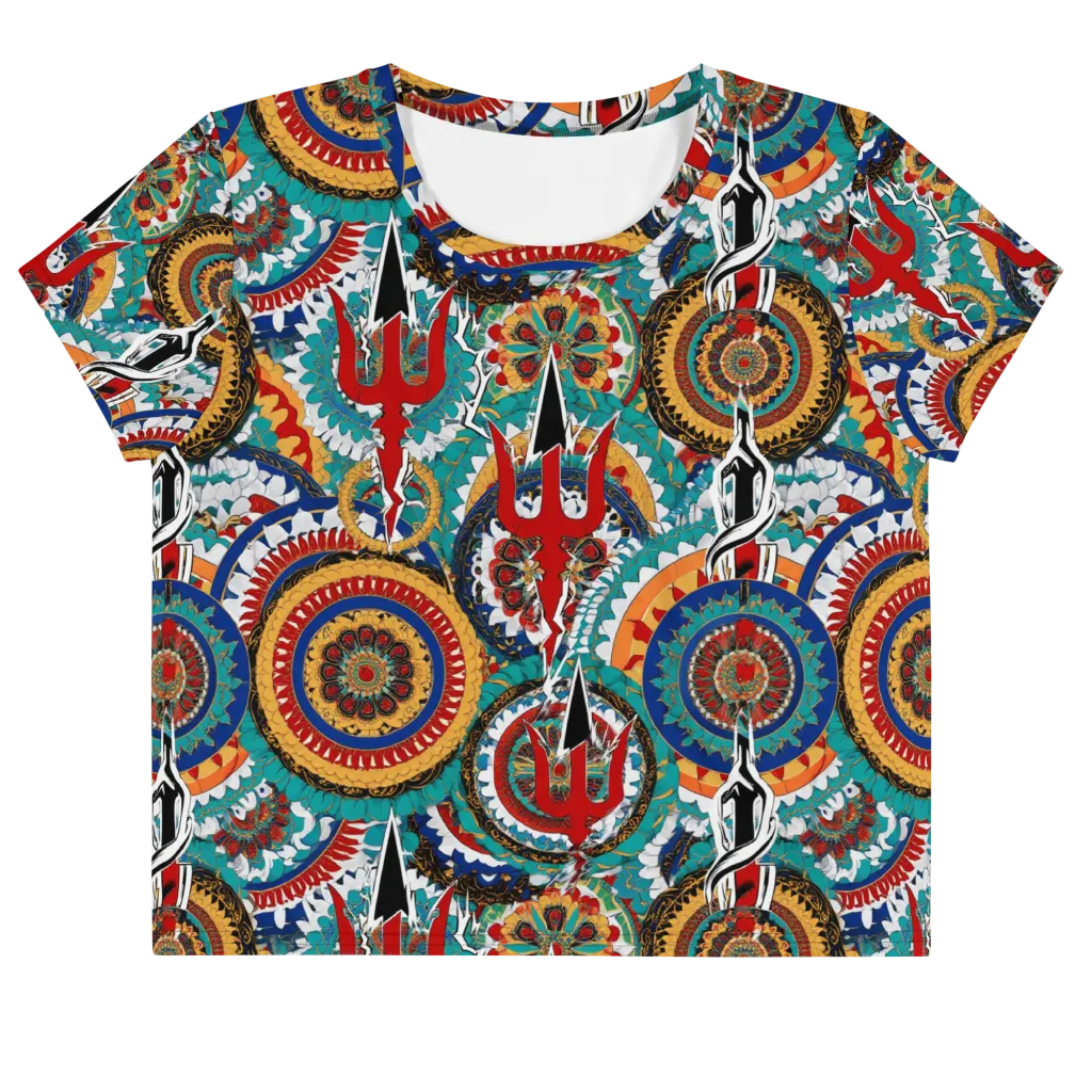 Trident Mandala on Crop Tee — Front