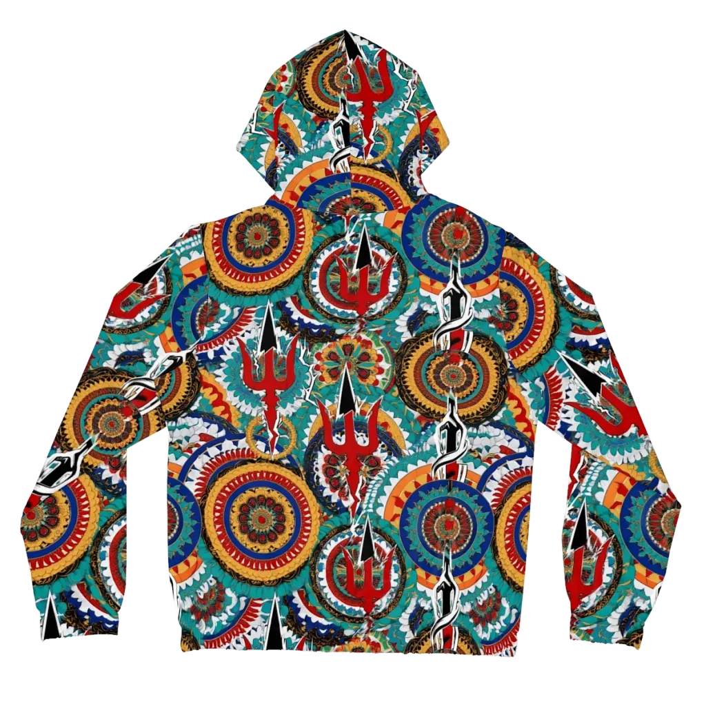 Trident Mandala on Women's Full-Zip Hoodie — Back