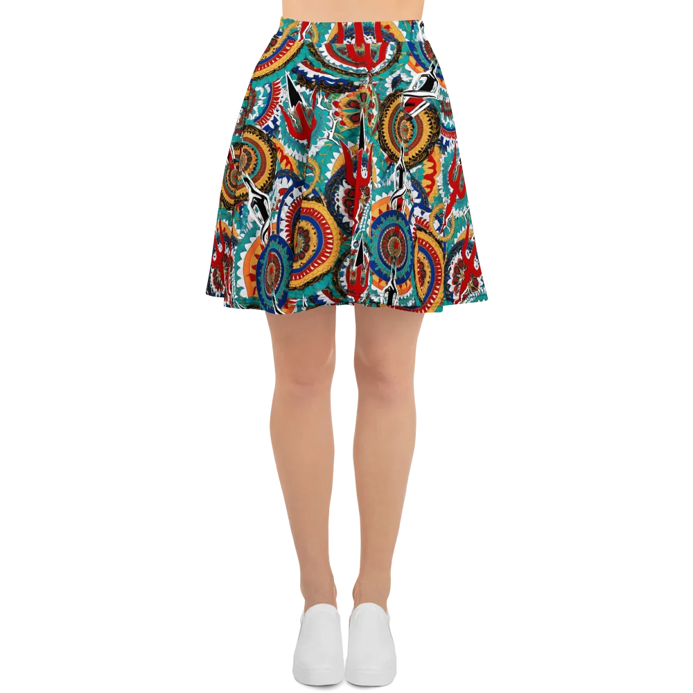 Trident Mandala on Skater Skirt — Front