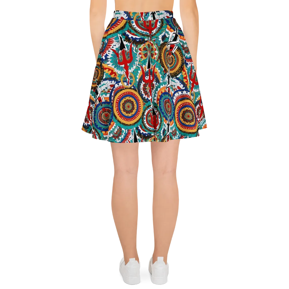Trident Mandala on Skater Skirt — Back