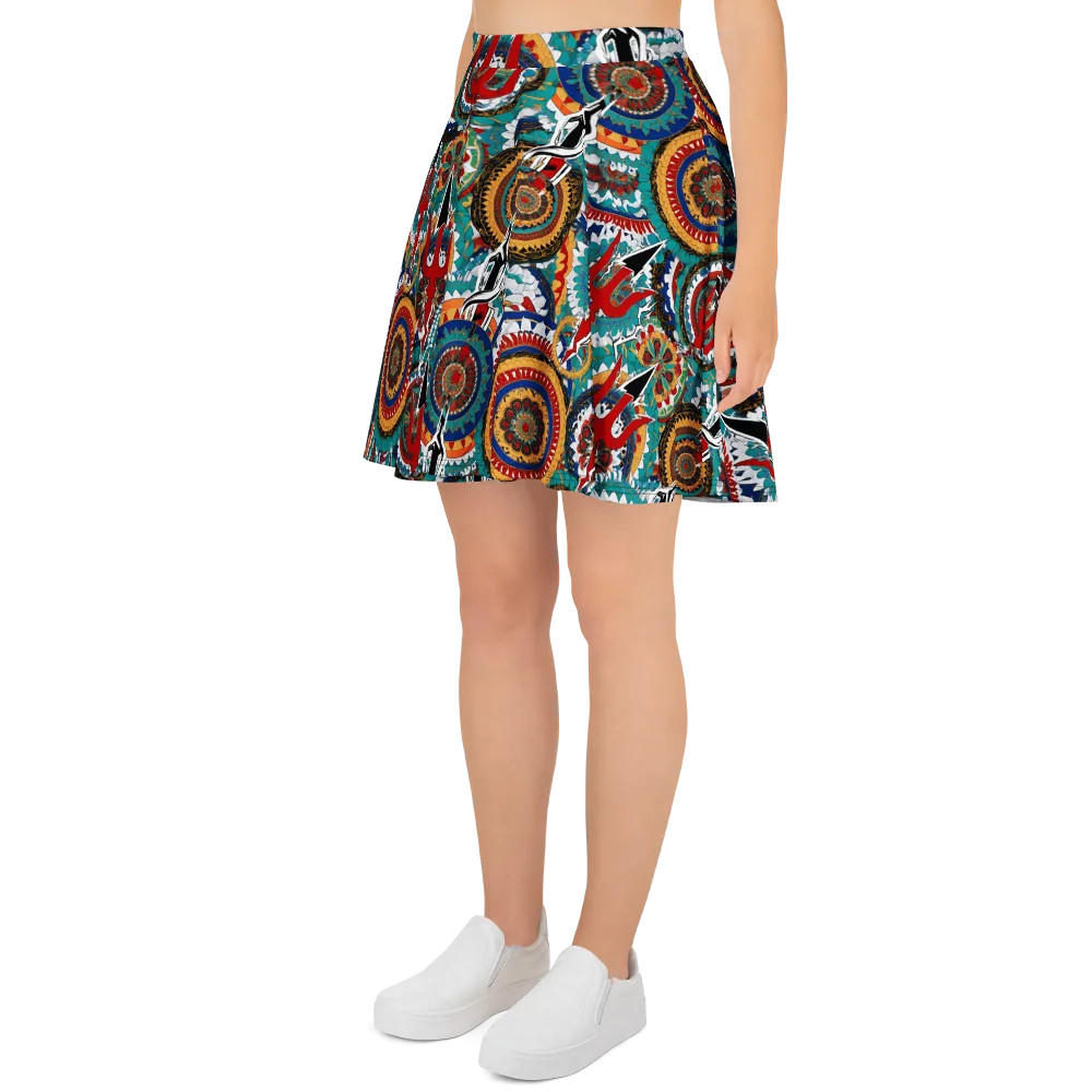 Trident Mandala on Skater Skirt — Left