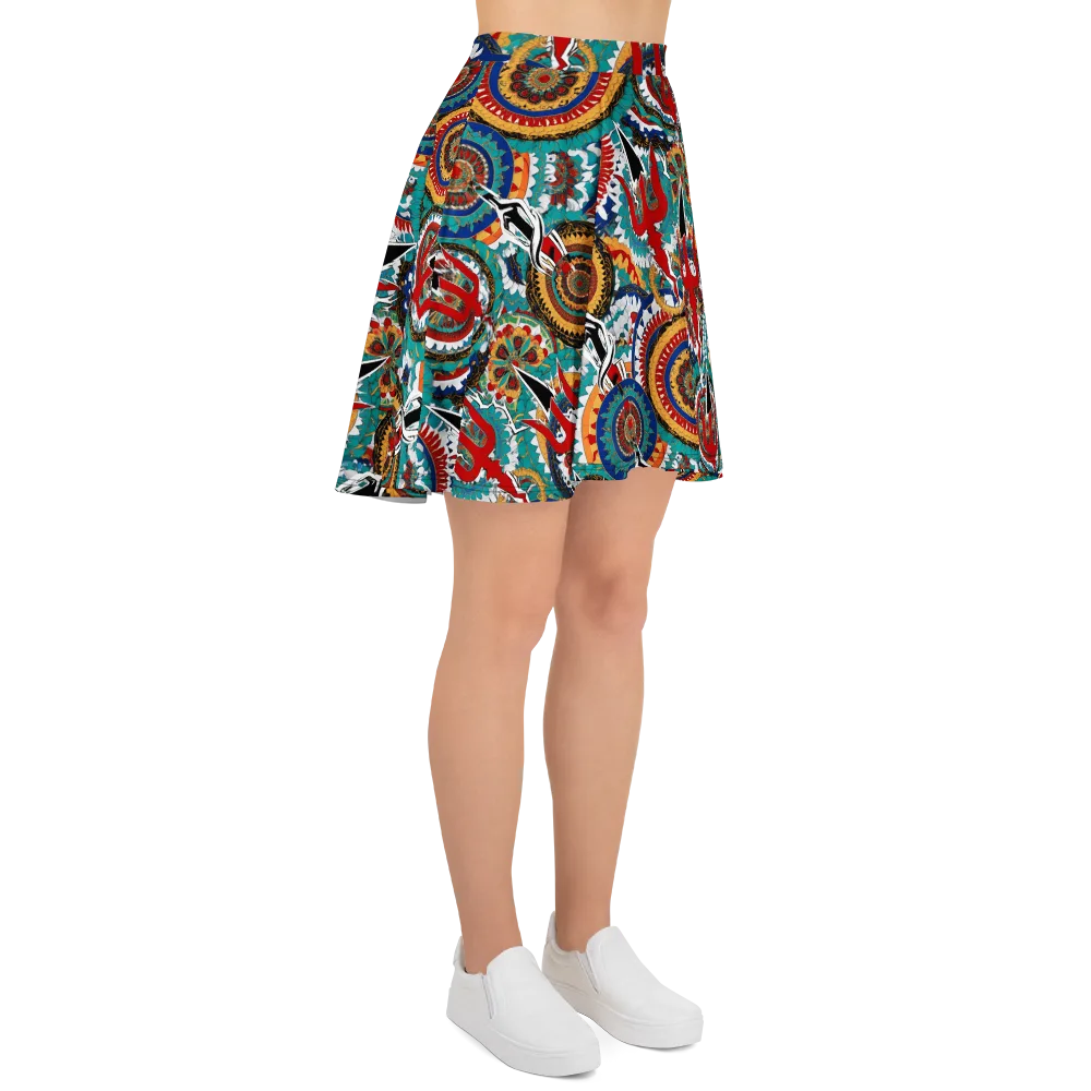 Trident Mandala on Skater Skirt — Right