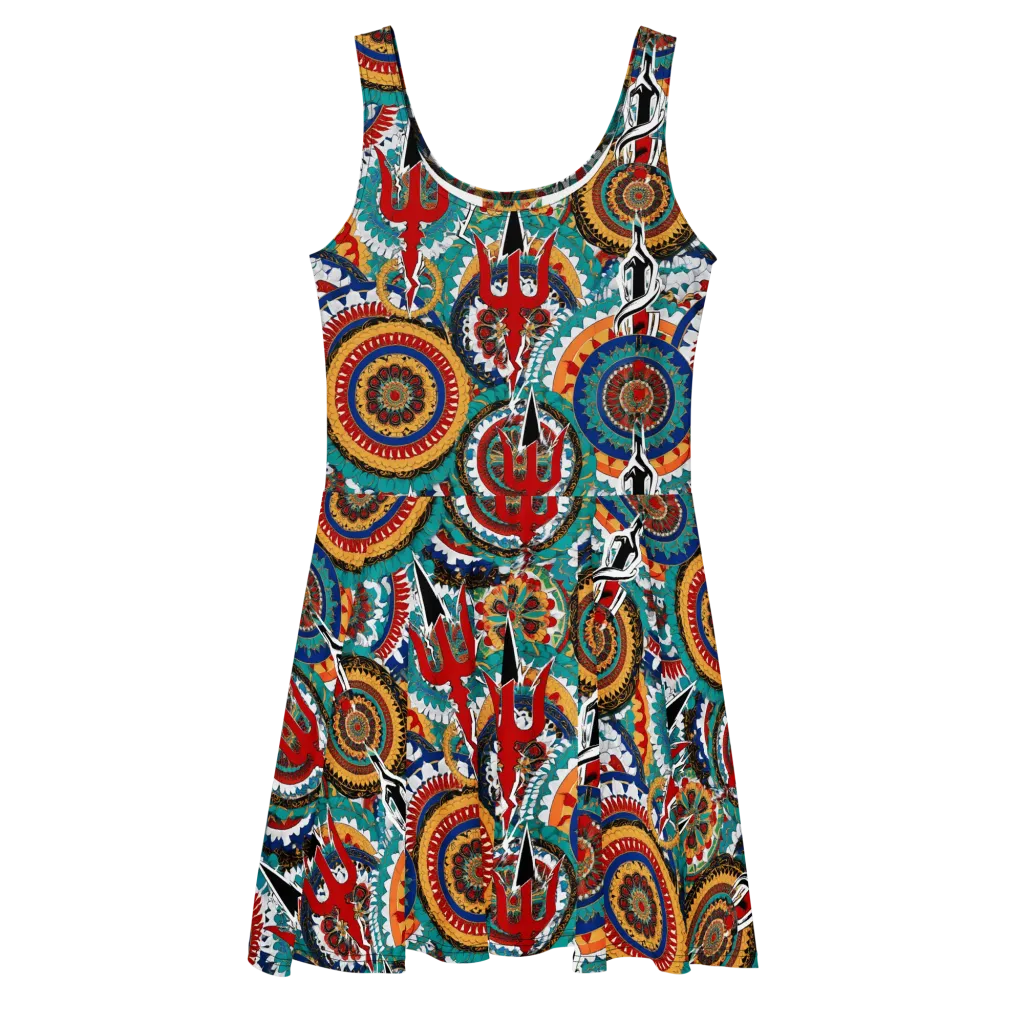 Trident Mandala on Skater Dress — Front