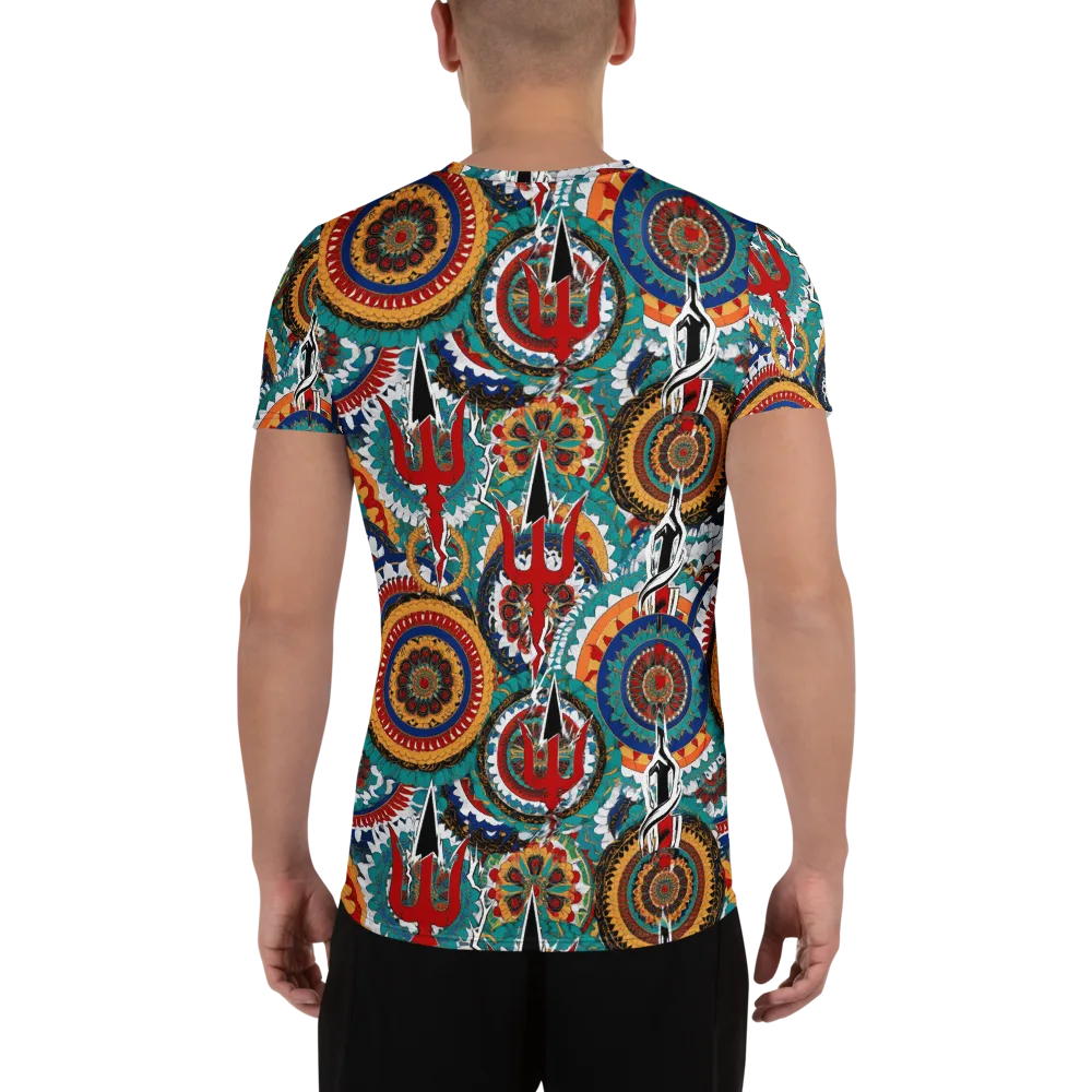 Trident Mandala on Men's Athletic T-Shirt — Back
