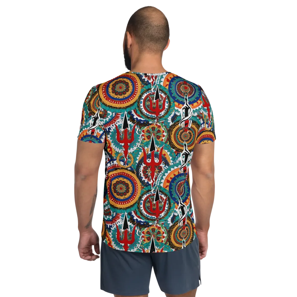 Trident Mandala on Men's Athletic T-Shirt — Back