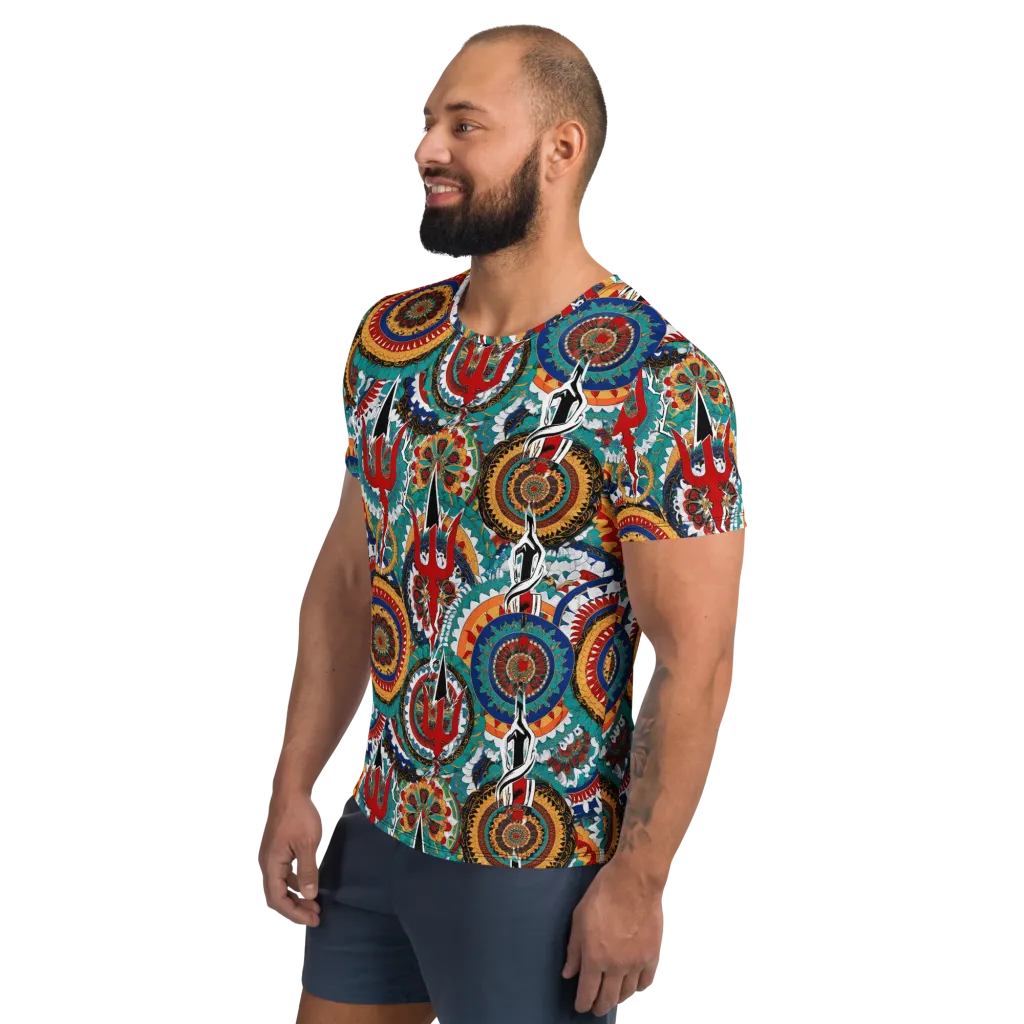 Trident Mandala on Men's Athletic T-Shirt — Left