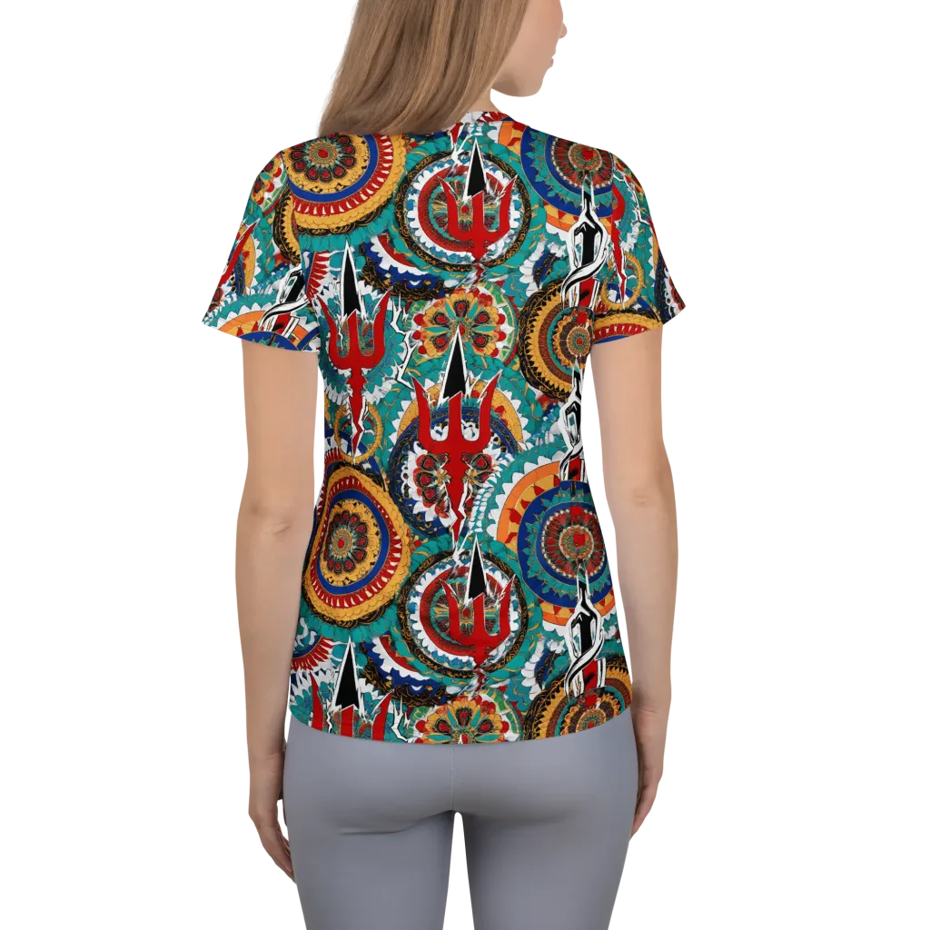 Trident Mandala on Women's Athletic T-Shirt — Back